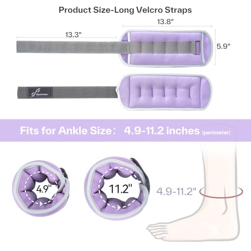 Image of Sportneer Ankle Weights Wrist Weights Pair of 1 /2 /4 /6 /10 LBS for Men Women Kids Strength Training Wrist and Ankle Weights Set with Reflective Strips for Dancing Running Walking Fitness Workout Gym