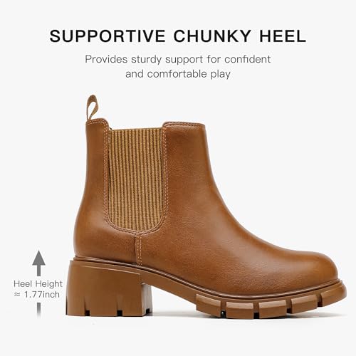 Image of Dufannie Girls Ankle Boots Kids Chelsea Booties Slip on Lug Sole Low Heel Fall Boot for Little Big Kid