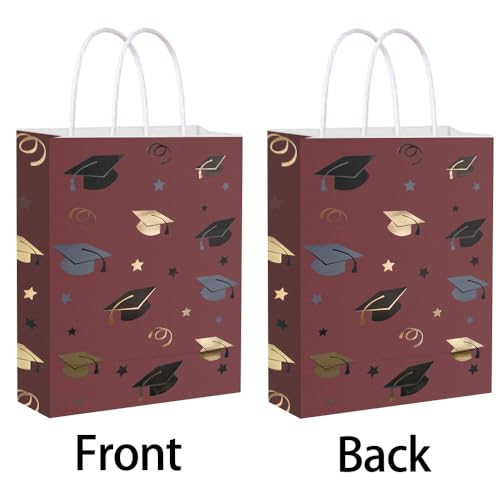 Image of 12 Pieces Graduate Gift Bags, Graduation Party Decorations (Red Gold)