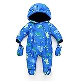 Baby Schneeanzug Jungen Mädchen Overall Reißverschluss Schneeanzüge Warm Strampler Outfits Daunenanzug Daunenmantel Strampler Winter Babybekleidung Blau18-24 Monate