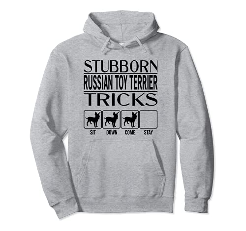 Stubborn Dog Tricks, dog gift, Funny Russian Toy Terrier Pullover Hoodie, Grey