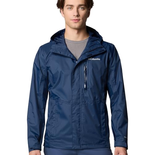 Columbia Herren Pouring Adventure 3 Jacket Wasserdichte Regenjacke, Collegiate Navy, S EU