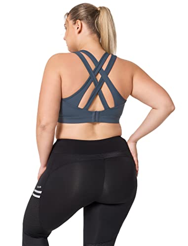 Image of Yvette Women High Impact Sports Bras Criss Cross Back Sexy Running Bra for Plus Size, 08A, 2XL(AC)