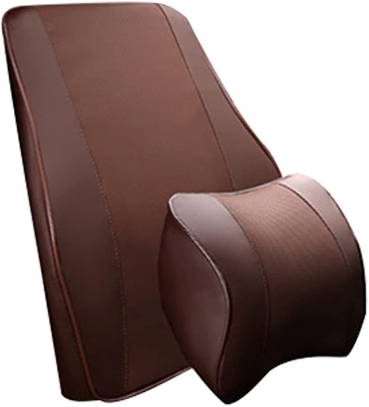 Car Neck Pillows Memory Cotton Leather Breathable Auto Car Neck Rest Headrest with Waist Cushion Car Interior Accessories(White-Patch Five-Pointed star4)