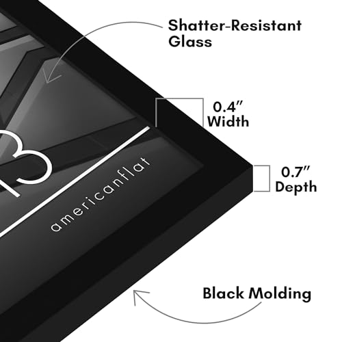Americanflat 11x13 Picture Frame with Shatter-Resistant Glass - Streamline Collection - Thin Border Picture Frame for Wall Display - Hanging Hardware Included - Black
