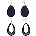 Wowanoo Natural Wood Earrings Geometric Earrings Wooden Water Drop Earrings for Women Statement Earrings DroBlue