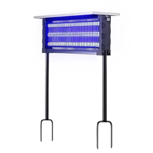 Iuseike 電撃殺虫器 殺虫灯 ソーラー蚊取りライト IPX5防水 据え置き&地面挿し&吊り下げ式 光センサー搭載 自動ON/OFF 紫色ライト強力蚊誘引 薬剤不要 省エネ 虫除けライト 電気蚊取り器 家庭、屋外、中庭、庭、農場に適しています (「10