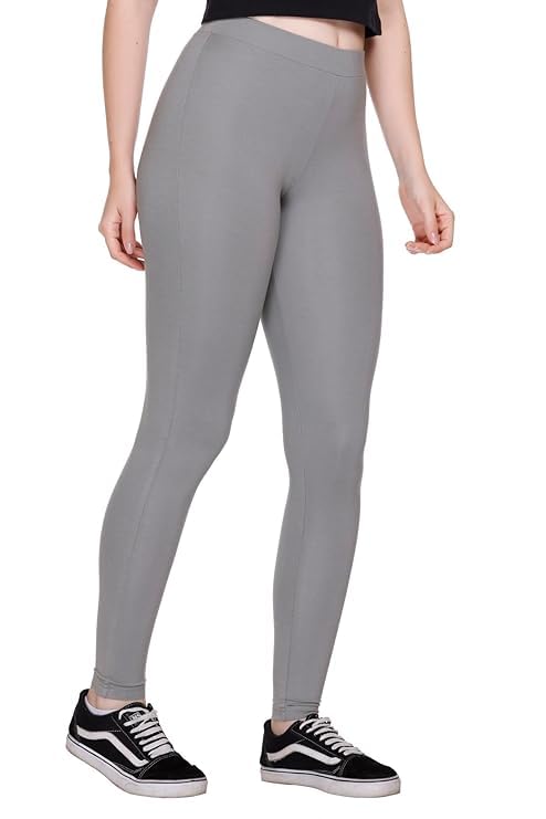 Image of ZAYANQA Combo of 2 Slim Fit Women /Girls Solid Stretchable Cotton Ankle Length Leggings with Ultrasoft Wide Elastic Waistband |Comfortable |Fashionwear|