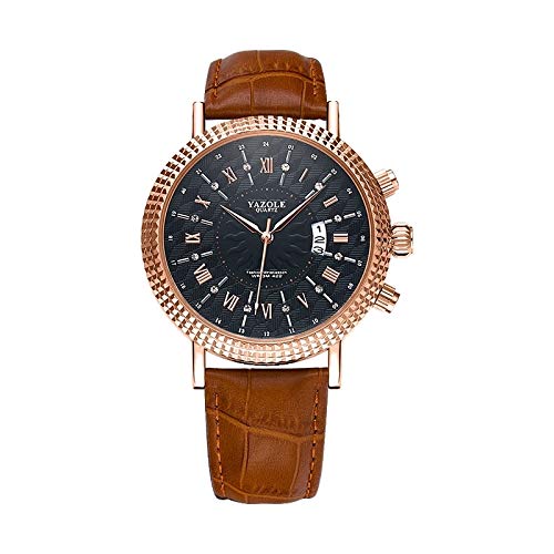 Montre-bracelet à quartz LULI pour homme avec son bracelet élégant en cuir marron