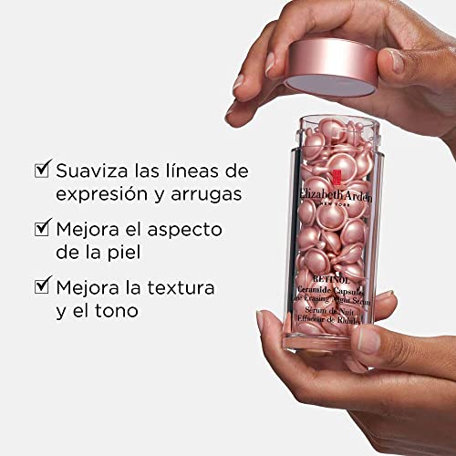 Elizabeth Arden Retinol Ceramide Capsules Night Serum, 30 Cápsulas de Ceramidas y Retinol, Difuminador de Arrugas de Noche