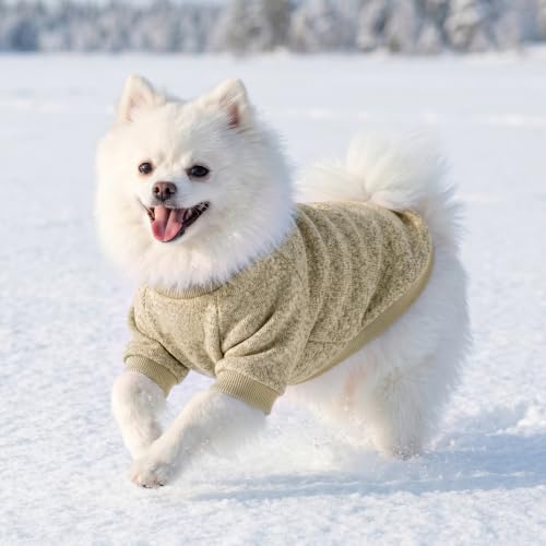 Image of 3 Pack Dog Sweaters for Small Dogs Girl Boy Winter Fleece Clothes Warm Soft Dog Sweatshirt Outfit for Dogs Cats Pet Apparel