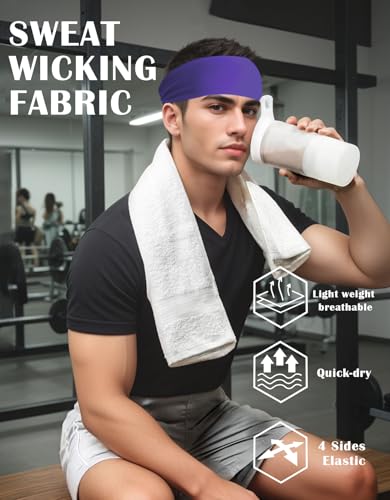 Image of Headbands for Men & Women, Sweat Headband Non-Slip Sweatband Sports Running Cycling Yoga Basketball Workout Football Training