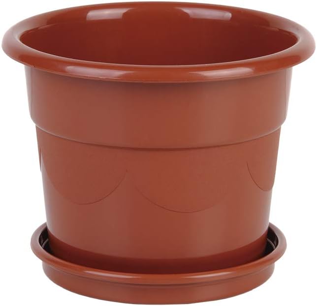 Cofan Dalia Flower Pot Brown 42 x 38 cm + Plate 37.5 cm, Polypropylene (PP)
