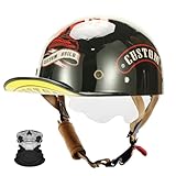 qudas Baseball Cap Motorcycle Half Helmet, Vintage Street Adults Men Women Open Face Motorbike Helmets for Cruiser Street Scooter Moped Cap Glasses, DOT Approved (005（hag）, X-Large)