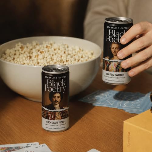 Image of Black Poetry Sparkling Coffee Variety Pack of 3 - 185ml Each | 1 Each of Classic Twisted, Orange Spiked & Chocolate Fused Flavours | 100% Arabica Cold Brew | Ready-to-Drink Black Coffee | Low Sugar