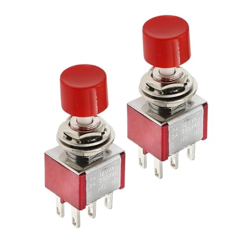 Interrupteur 6 broches PS-202 à double contact momentané 1 NO 1 NC pour montage sur panneau