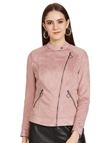 Image of Max Polyester Women Solid Full Sleeves Biker Standard Length Jacket