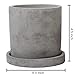 MyGift 4 Inch Unglazed Gray Concrete Planter, Cylindrical Cactus Herb Succulent Planter Pots with Removable Drainage Trays, Set of 4