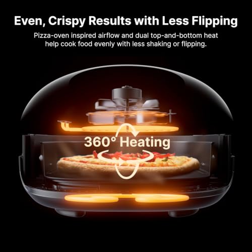 Image of Typhur Dome 2 Large AI Smart Air Fryer, 15-in-1 Dual Heating, Self-Cleaning | Top & bottom heating; PFAS-free ceramic basket; fits 12 inch pizza or steaks; whisper-quiet cooking; 120V