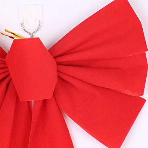 Ciieeo 4Pcs Red Large Bowknot Christmas Tree Topper Bow Bowknot For Christmas Tree Velvet Large Bow For House Garden For Hanging Christmas Decoration #TOP3