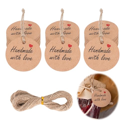 EupHHonycs 100 Stück Handmade with Love Anhänger