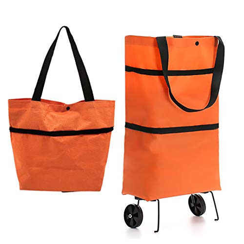 JJYHEHOT Carro De Compras Con Ruedas,ligero Y Portátil, Disfruta Comprando (naranja)