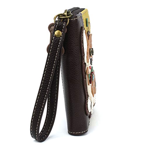 Image of CHALA Zip Around Wallet, Wristlet, 8 Credit Card Slots, Sturdy Pu Leather - Corgi - Mustard