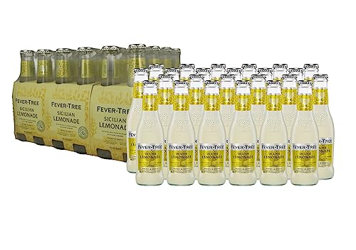 Fever-Tree - Premium Sicilian Lemonade, Caja de 24 Botellas 20cl Limonada, Bebida Siciliana con Limón, Refresco Premium, en Botellín, Original