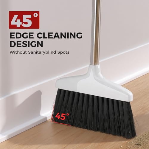 Image of Handy Broom, Indoor /Outdoor Brooms, Duty Kitchen Broom, for Home Garage Kitchen Office Courtyard Lobby Patio Lawn Concrete (1, White)