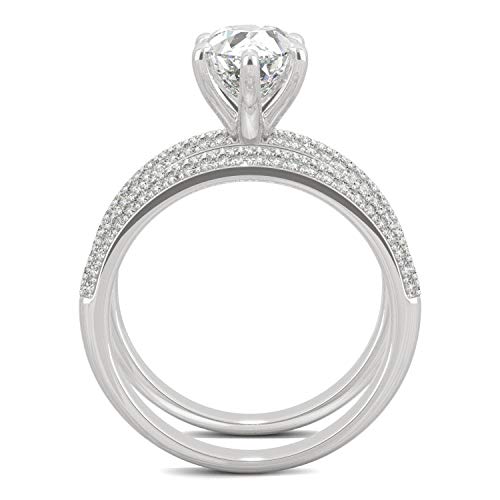 Charles & Colvard Created Moissanite 10x7mm Pear Cut Bridal Ring Set for Women | 2.84 cttw DEW | Lab Grown | Solid 14K White Gold with Rhodium3