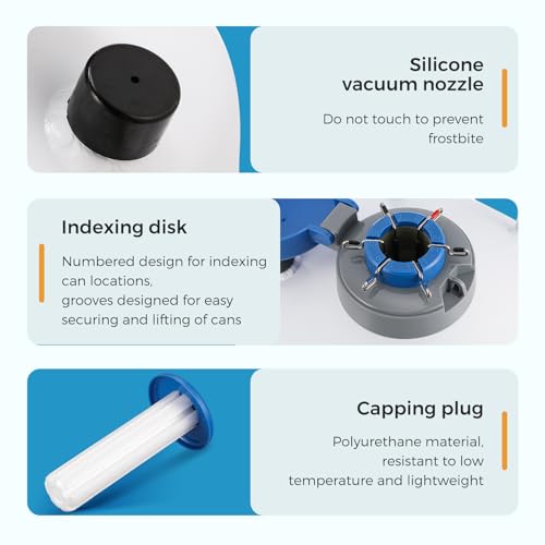 Image of Bonvoisin 6L Liquid Nitrogen Container, LN2 Tank Cryogenic Dewar, Aluminum Alloy Semen Tank with 6 Canisters Carry Bag