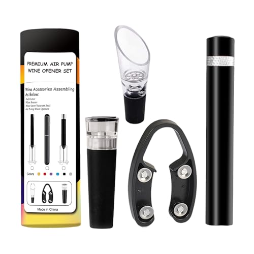 Flaschenoffner Fur Bierflaschen,Luftpumpe Und 4-Teiliges Deckelentfernungsgerat - Korkenzieher Fur Kellner - Fur Erwachsene, Wei