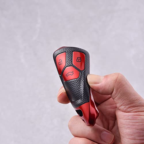 Image of ELOHEI for Audi Key Fob Cover, Premium Soft TPU 360 Degree Full Protection Key Case Accessories Compatible with Audi A4 Q7 Q5 TT A3 A6 SQ5 R8 S5 Smart Key(Leather Red)