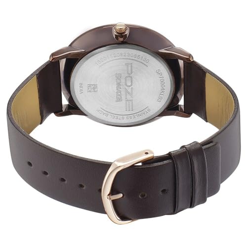 Image of Sonata Poze Quartz Analog Brown Dial Leather Strap Watch for Men-SP70004KL03