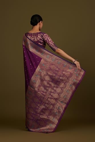 Image of Monjolika Fashion Women's Pure Kanjivaram Style Banarasi Soft Silk Saree With Blouse For Wedding