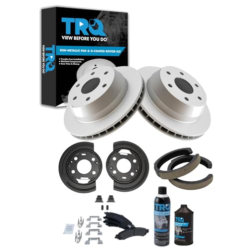 Image of TRQ Rear Brake Pad & Rotor Kit Compatible with 02-03 Cadillac 02-06 Chevrolet GMC