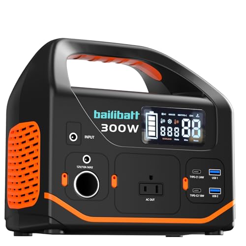 Portable Power Station, 266wh Power Generator 300W Lithium Battery, Power Station for Camping, Home Use, Outdoor, Emergency Backup With 110V Pure Sine Wave AC Outlet,Grey