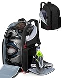 Smasrob Football Bag with Separate Shoe Compartment, Insulated Pocket and Fence Hooks, Football Backpack for Youth and Adult, Black