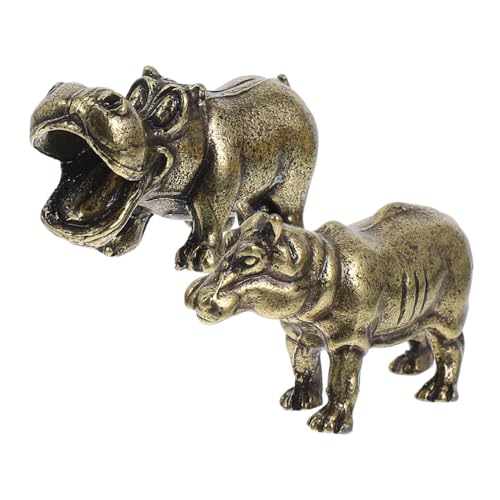 Toddmomy 2pezzi Statuette Di Miniatura Di Ippopotami in Lega Di Zinco Decorazioni Artigianali Modelli Di Animali Per Scrivania e Giardino Design Vintage
