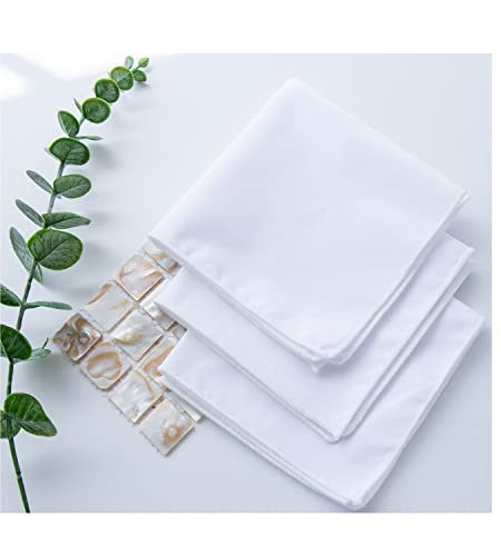 Image of 3-Pk Mens Cotton White Pocket Square with Color Border(10 Colors)