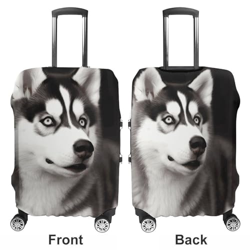 Cute Husky Dog Luggage Cover, Washable Elastic Suitcase Cover Protector Fit 18-32 Inch Luggage3