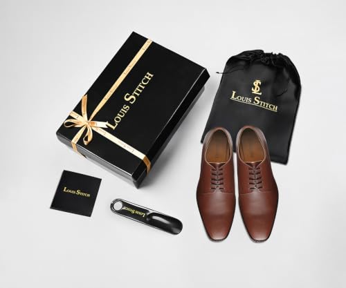 Image of LOUIS STITCH Men's Italian Leather Shoes Handmade Formal Lace Up Derbies for Men (RXPL)