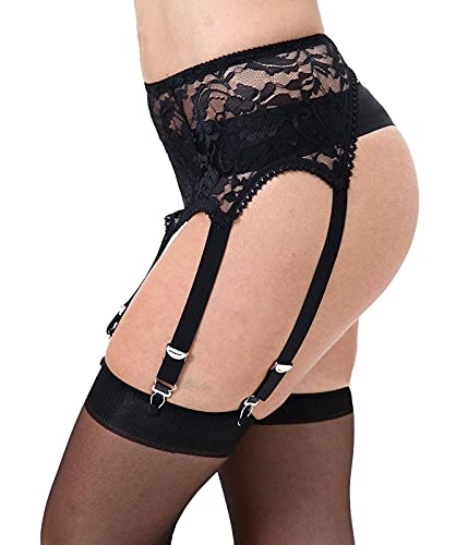 Lace Garter Belts/Sexy Mesh Suspender Belt With Six Straps Metal Clip For Women's Stockings/Lingerie (Garter Belt Sold Only) (Black Lace Garter Belt, Xxxl) #TOP2
