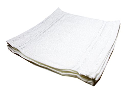 Image of Very Soft K.S. Collection Silverline Love Touch Fresh Loom 300 Gsm 100% Cotton Face Hanky, Face Towel, Handkerchiefs (10X10 Inch Solid White 10 Pieces)