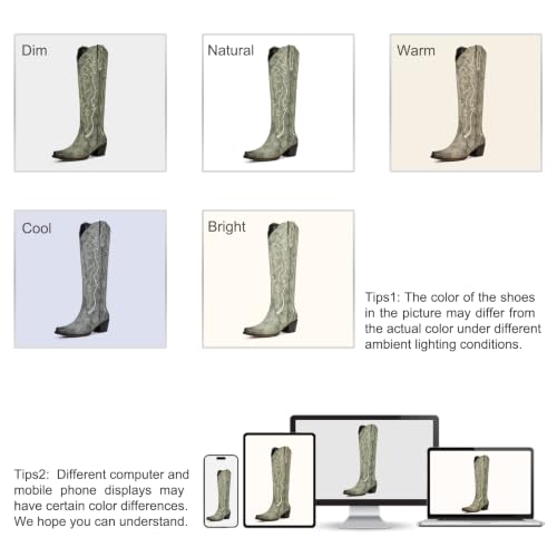 Image of wetkiss Cowboy Boots for Women Knee High, Low Heeled Stable and Comfortable | Knee High Cowgirl Boots,Western Boots with Embroidery,Pull On,Slip On,Non-slip Rubber Sole,Soft and Breathable PU Leather