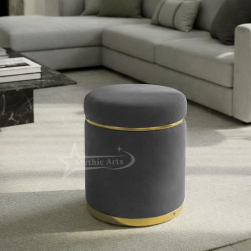 Image of Ottoman Stool for the Living Room Ottoman Pouffes for Sitting, Puffy Stool for Living Room Dressing Table Stool Grey