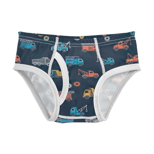 CHIFIGNO Briefs for Boys Cute Cartoon Truck Blue Cotton Boys' Underwear Printed Breathable Underwear Briefs