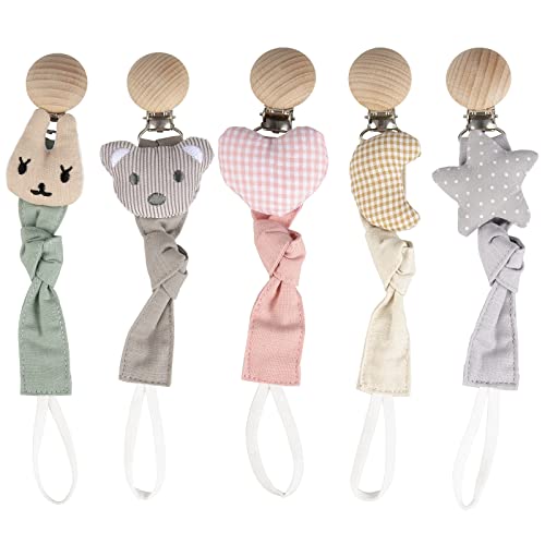 Image of Pacifier Clips - 5 Pack Paci Holder Baby Boys Girls - Teething Beads Soothie Binky Clips Teether Toys - Best Gift Idea for Toddlers