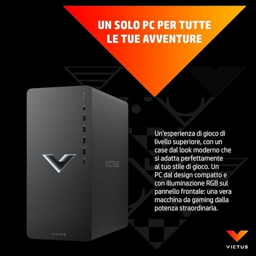 Victus 15L TG02-0004sl Desktop, AMD RYZEN 5 5600G, 16GB RAM DDR4, 512GB SSD, RTX 4060 8GB GDDR6, PSU 80 Plus Gold da 350W, Windows 11, 3 Mesi di PC Game Pass Incluso, Grigio - PC Desktop - Immagine 8