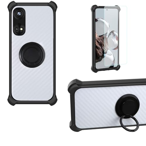 bojioderf Case for Pozzi Turbo Phone Case Cover [with Tempered Glass Screen Protector] PC + Silicone [360 Metal Ring, Magnetic Car Mount] CSKB-HEI